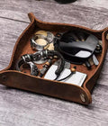 Luxury Leather Storage Tray Premium Leather Organizer Tray Elegant Car Storage Tray Leather Tray for Smart Storage Stylish Leather Utility Tray