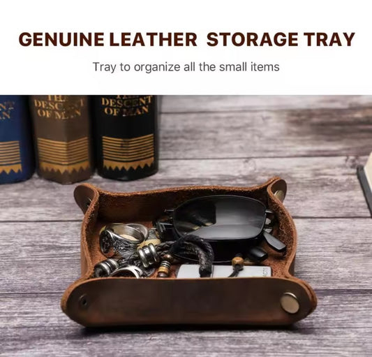 Luxury Leather Storage Tray Premium Leather Organizer Tray Elegant Car Storage Tray Leather Tray for Smart Storage Stylish Leather Utility Tray